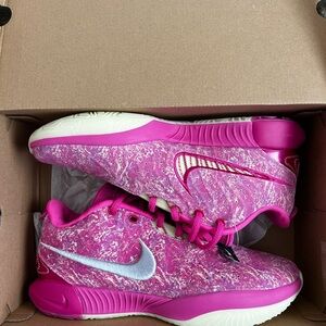 Nike Pink and White Sneakers with Paisley Design